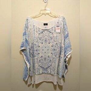 Lark Lane blue and white women's top - 2x